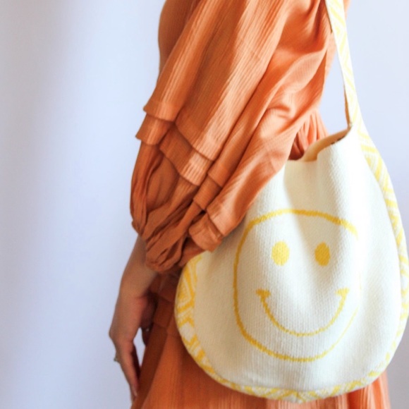 Bohemian Aztec Shoulder Smile Face Tote southwestern pool beach vacation bag - Picture 1 of 5